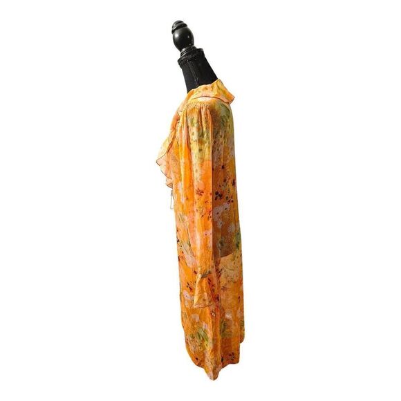 Wild Fable Ladies Orange Floral Print Sheer Long Sleeves Cover-Up Size Multiple - Picture 3 of 10
